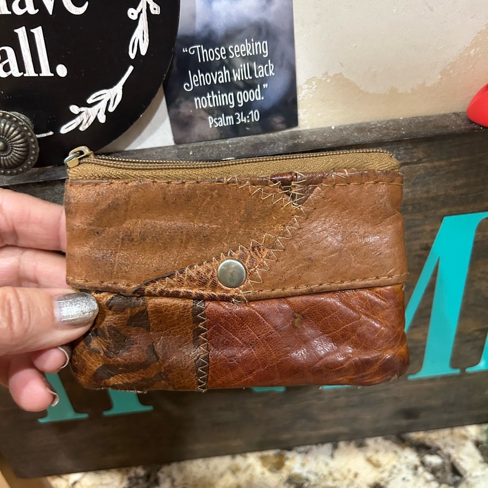 Brown Leather coin card holder